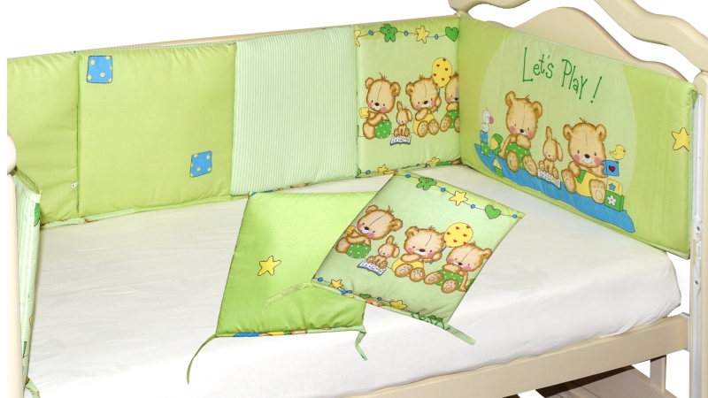 Бортики в кроватку L`Abeille Игрушечный (зеленый) (1)